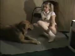 Lovely Russian legal age teenager adores getting drilled by her brown dog 